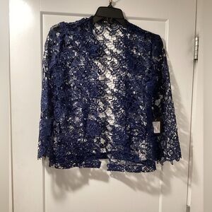 Nwt Marina Size 8 Blue Floral Lace Cardigan